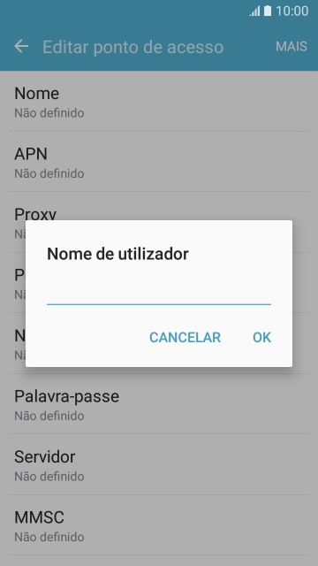 Introduza vodafone e prima OK.