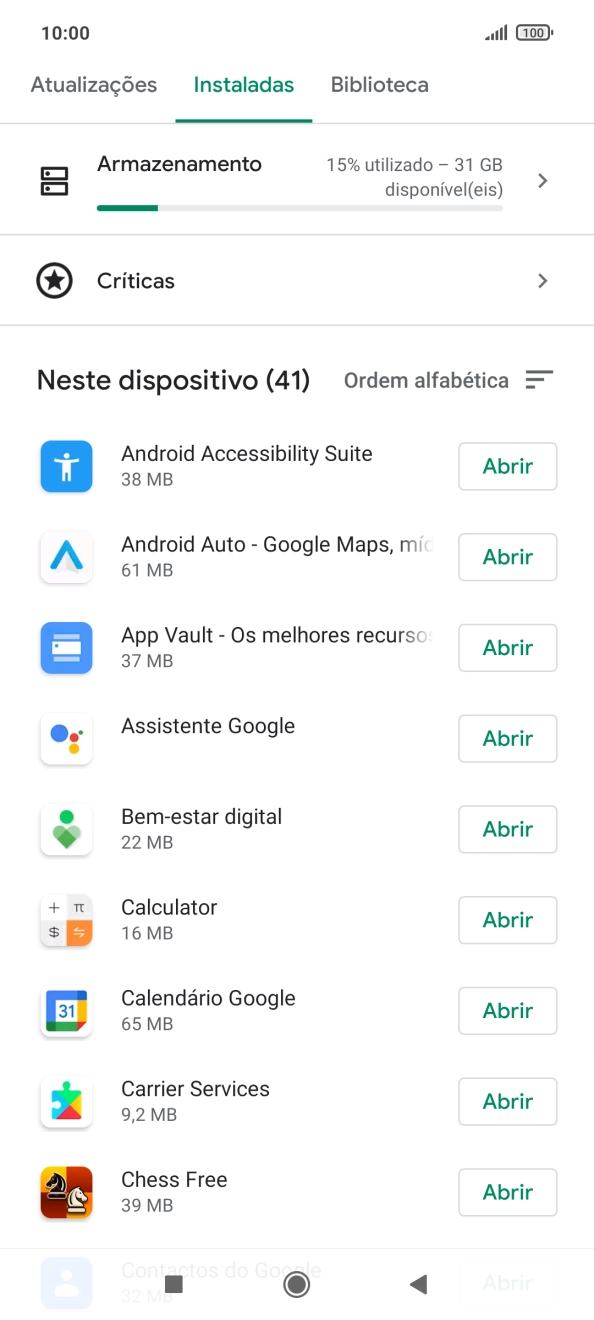 Prima a app pretendida.