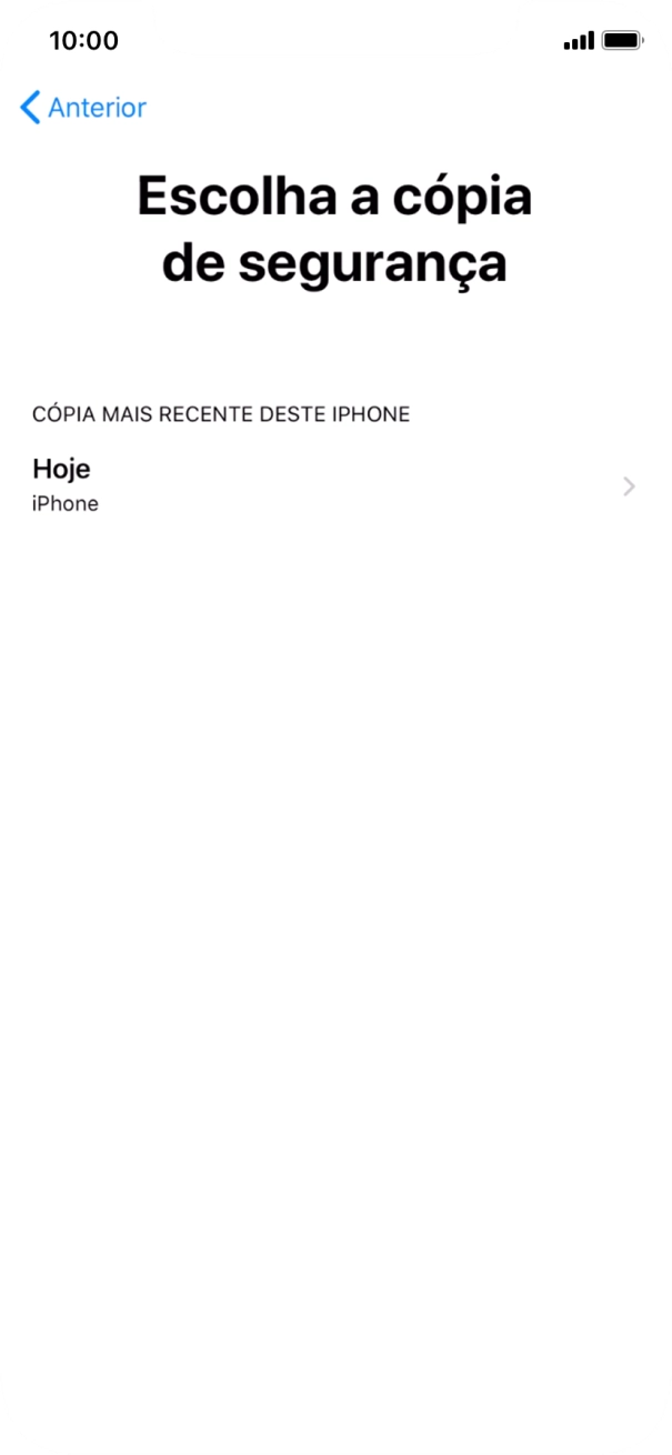 Prima a cópia de segurança pretendida e aguarde enquanto o telefone restaura o conteúdo a partir da cópia de segurança escolhida. Siga as indicações posteriores no ecrã para configurar o telefone de modo que este fique pronto a ser utilizado.