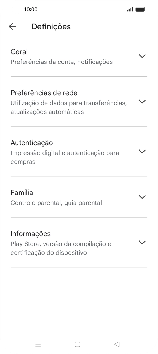 Prima Preferências de rede.
