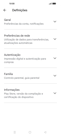 Prima Preferências de rede.