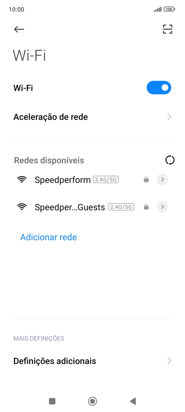 Prima a rede pretendida.
