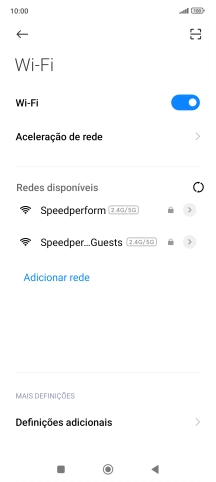 Prima a rede pretendida.