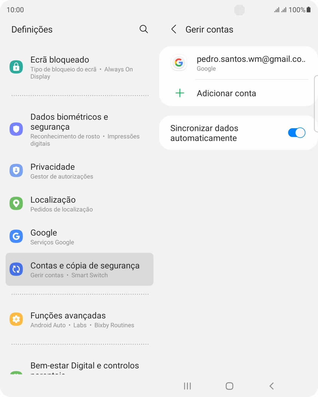 Prima Adicionar conta.