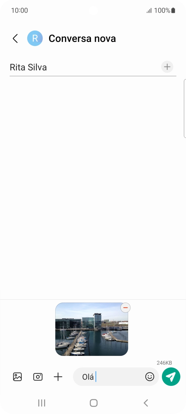 Prima o ícone para enviar quando terminar de escrever a sua mensagem multimédia.