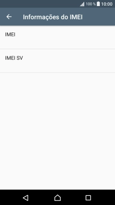 O código IMEI é mostrado no ecrã.