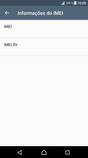 O código IMEI é mostrado no ecrã.