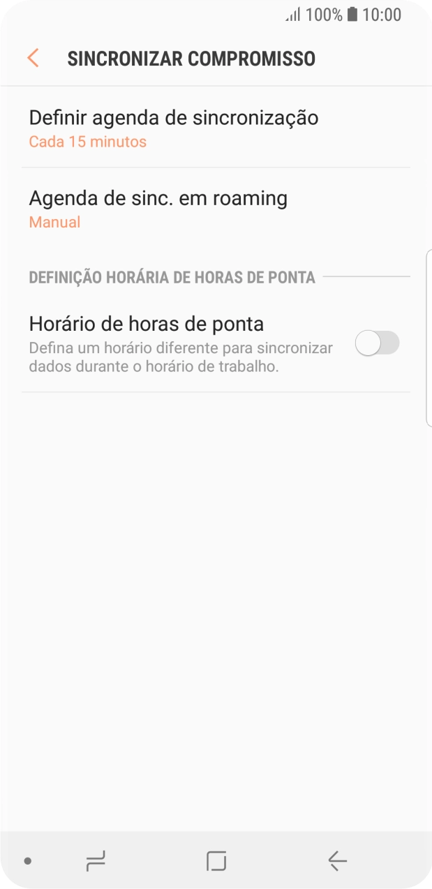 Prima Definir agenda de sincronização.