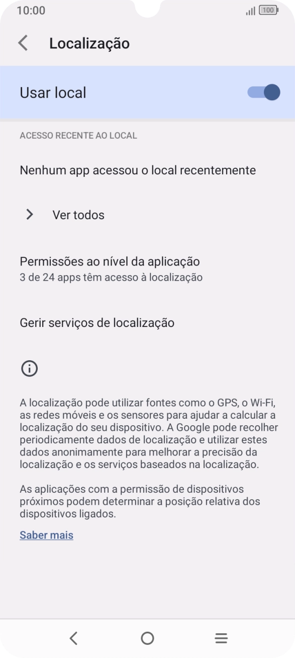 Prima Permissões ao nível da aplicação.