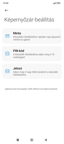 Kattints a kívánt képernyőzár-típusra.