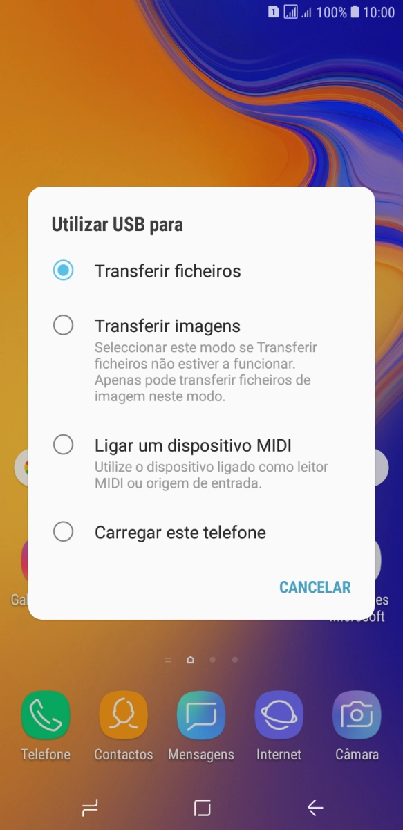 Prima Transferir ficheiros para ativar a função.