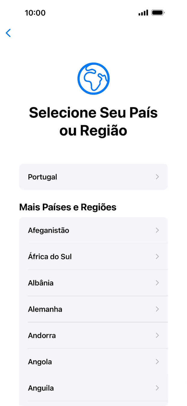 Prima a área ou país pretendido.