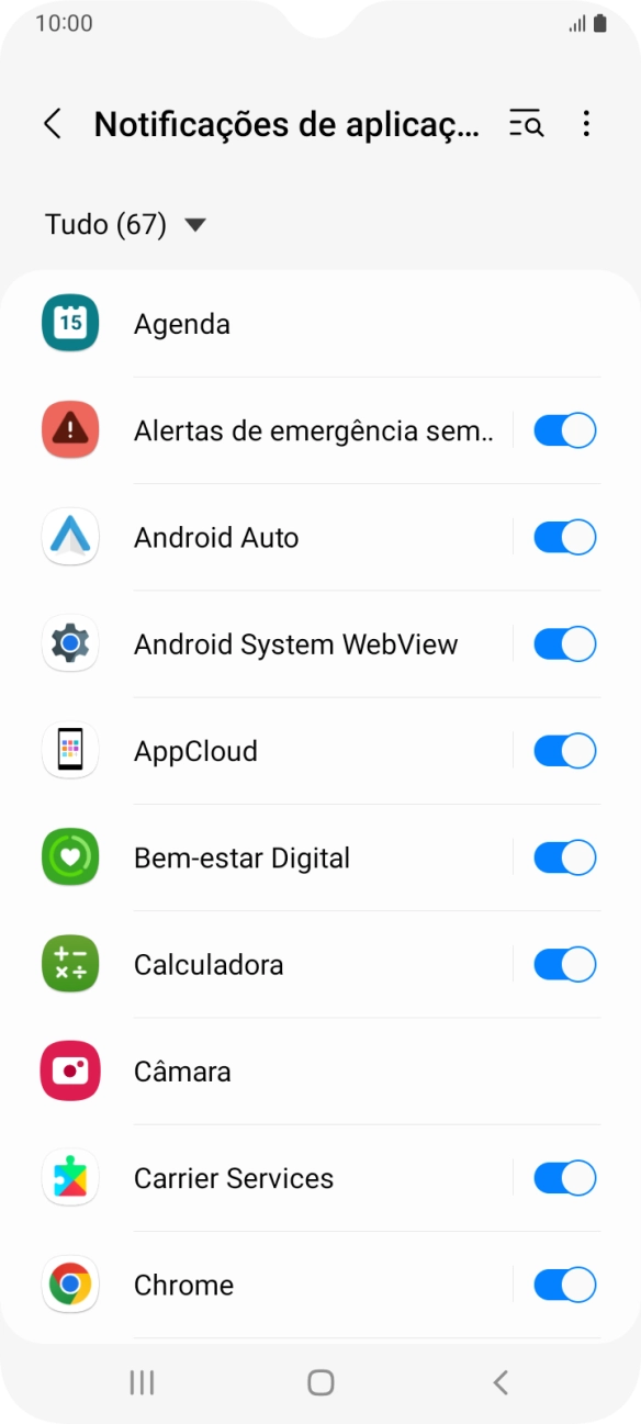 Prima o indicador junto às apps pretendidas para ativar ou desativar a função.