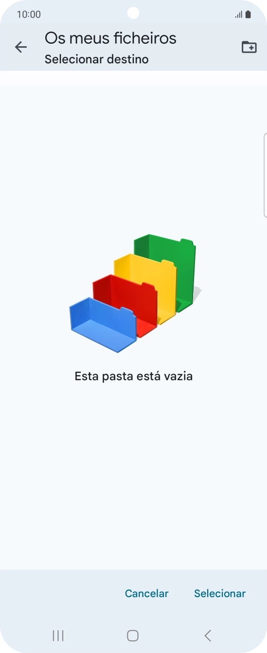 Se quiser criar uma nova pasta, prima o ícone de nova pasta e siga as indicações no ecrã para criar uma nova pasta.