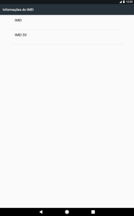 O código IMEI é mostrado no ecrã.
