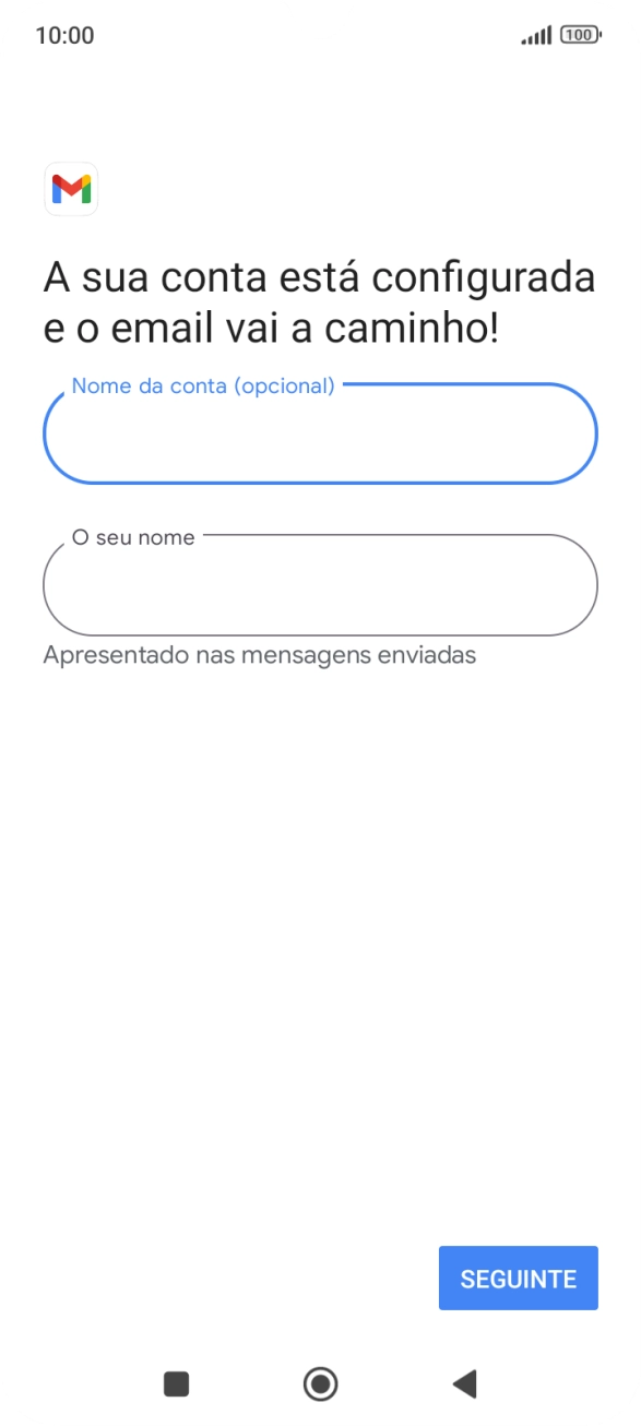 Prima O seu nome e introduza o nome do remetente pretendido.