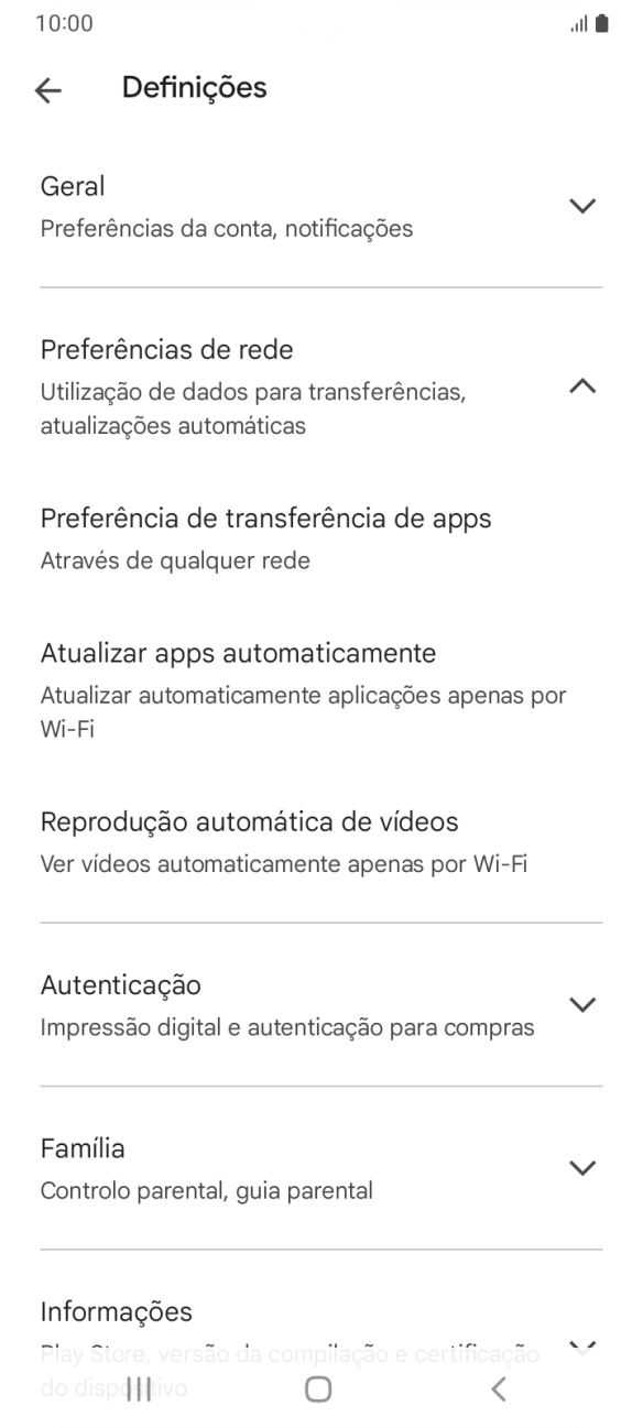 Prima Atualizar apps automaticamente.