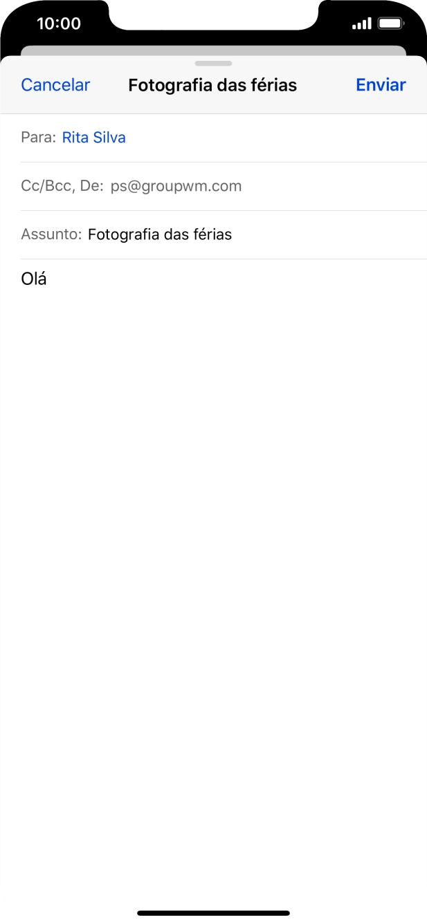 Mantenha premido o campo de escrita até aparecer um menu no ecrã.