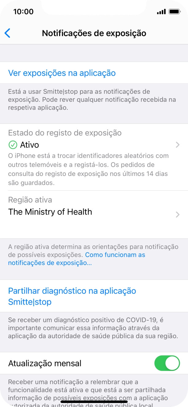 Prima Estado do registo de exposição.