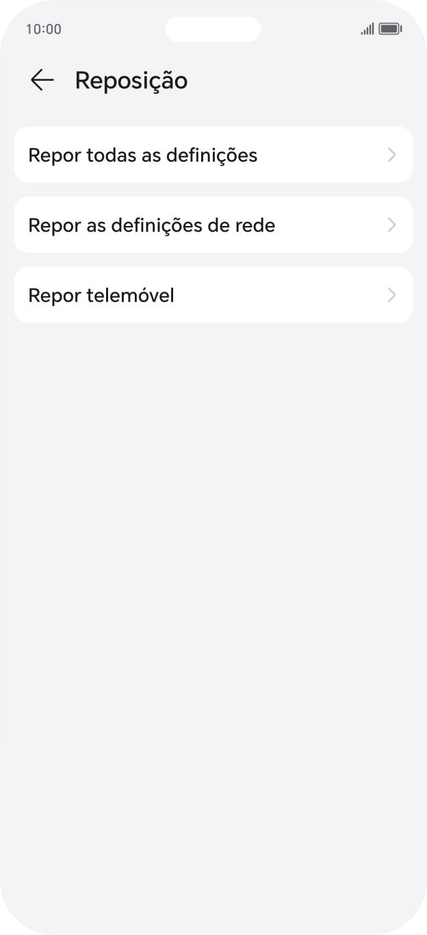 Prima Repor as definições de rede.