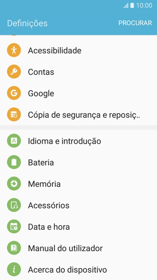 Prima Acerca do dispositivo.