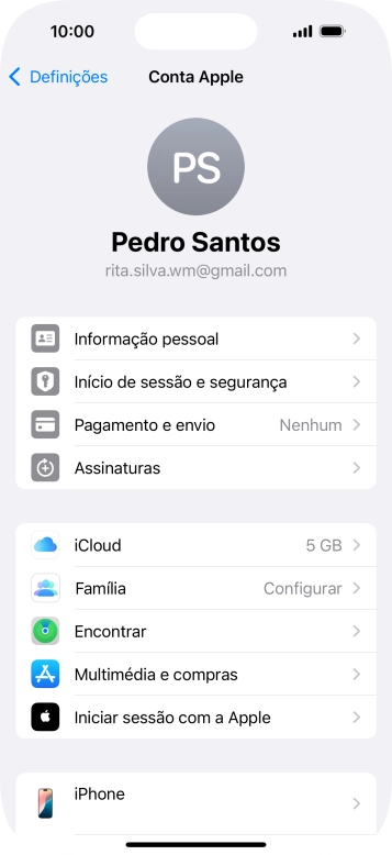 Para voltar ao ecrã inicial, deslize o dedo de baixo para cima a partir da base do ecrã.