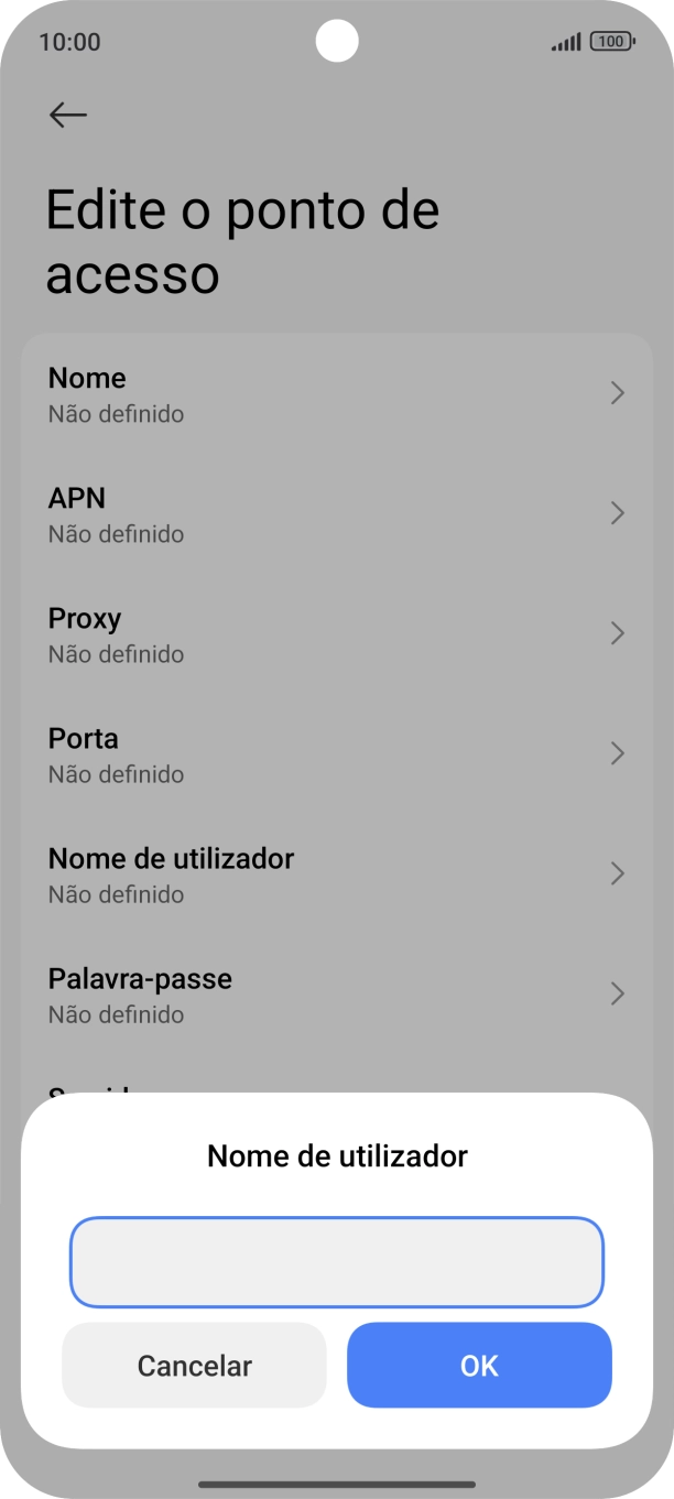 Introduza vodafone e prima OK.