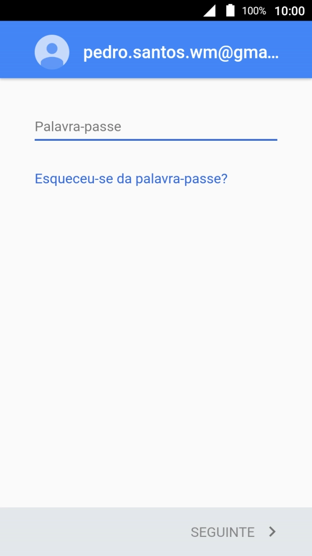 Prima Palavra-passe e introduza a password da sua conta Google.