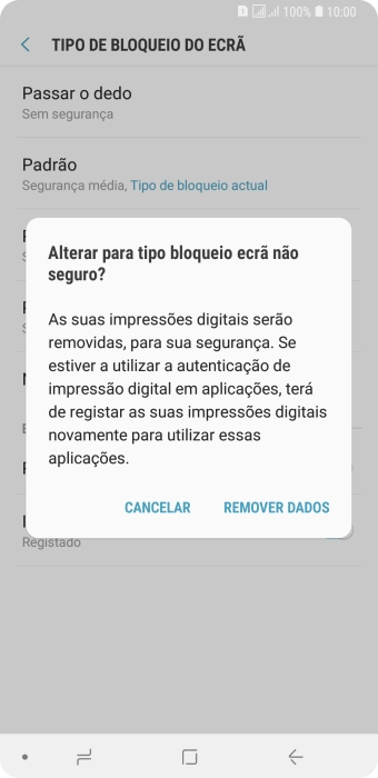 Prima REMOVER DADOS.