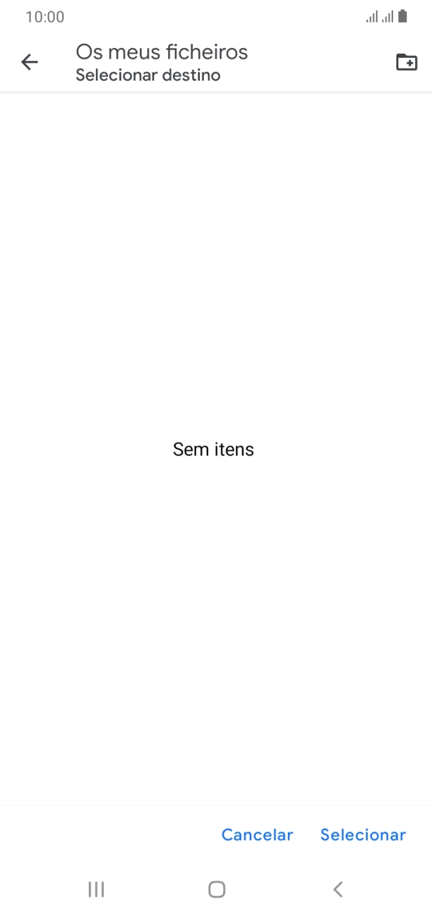 Se quiser criar uma nova pasta, prima o ícone de nova pasta e siga as indicações no ecrã para criar uma nova pasta.