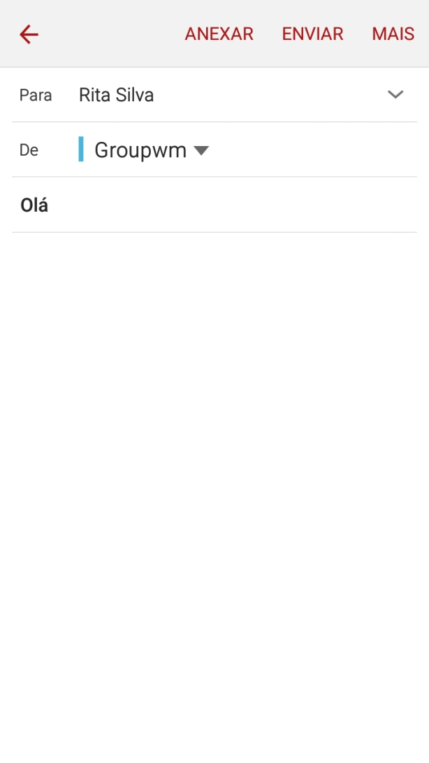 Prima o campo de escrita e escreva o texto do e-mail.