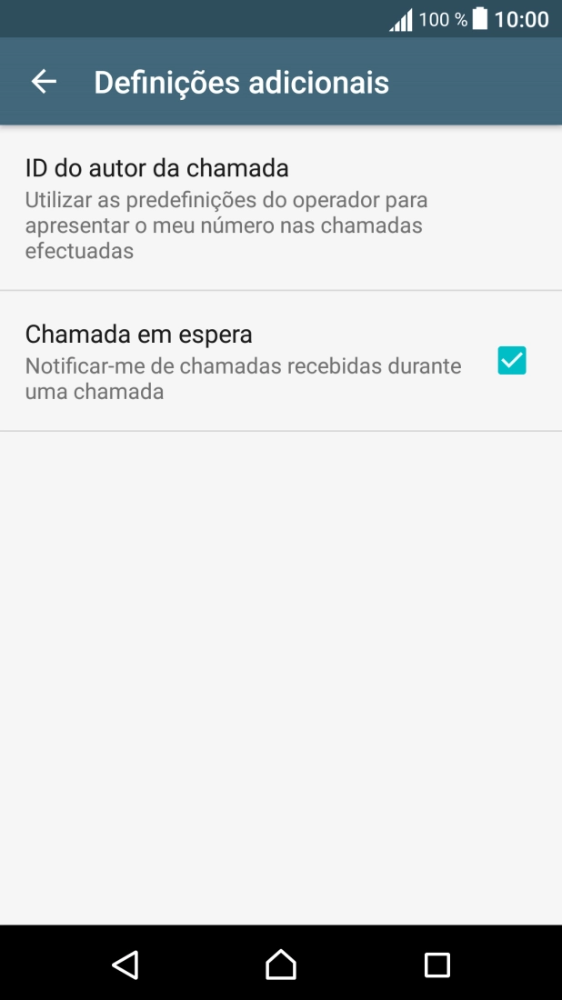 Prima Chamada em espera para ativar ou desativar a função.