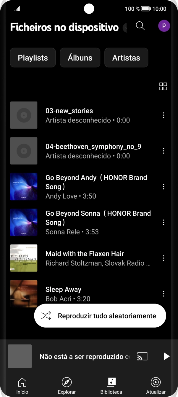Prima o ficheiro de música pretendido.