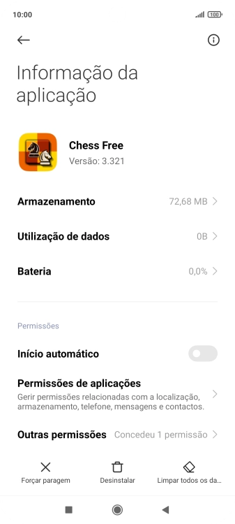 Prima a tecla de início para terminar e voltar ao ecrã inicial.