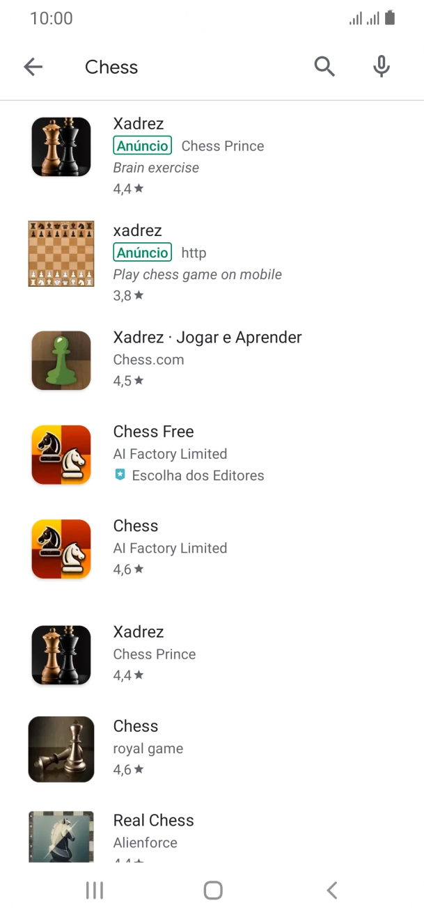Prima a app pretendida.