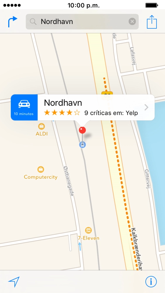 Prima o ícone de navegação junto ao destino pretendido.