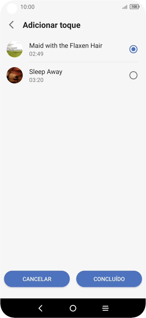 Prima os tons de toque pretendidos para os ouvir.