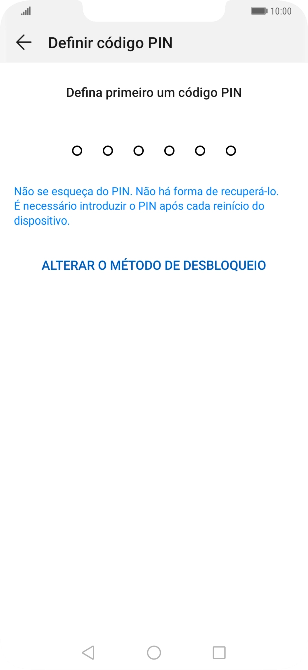 Prima ALTERAR O MÉTODO DE DESBLOQUEO.