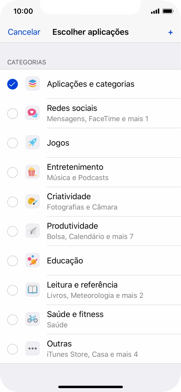 Prima as categorias pretendidas.