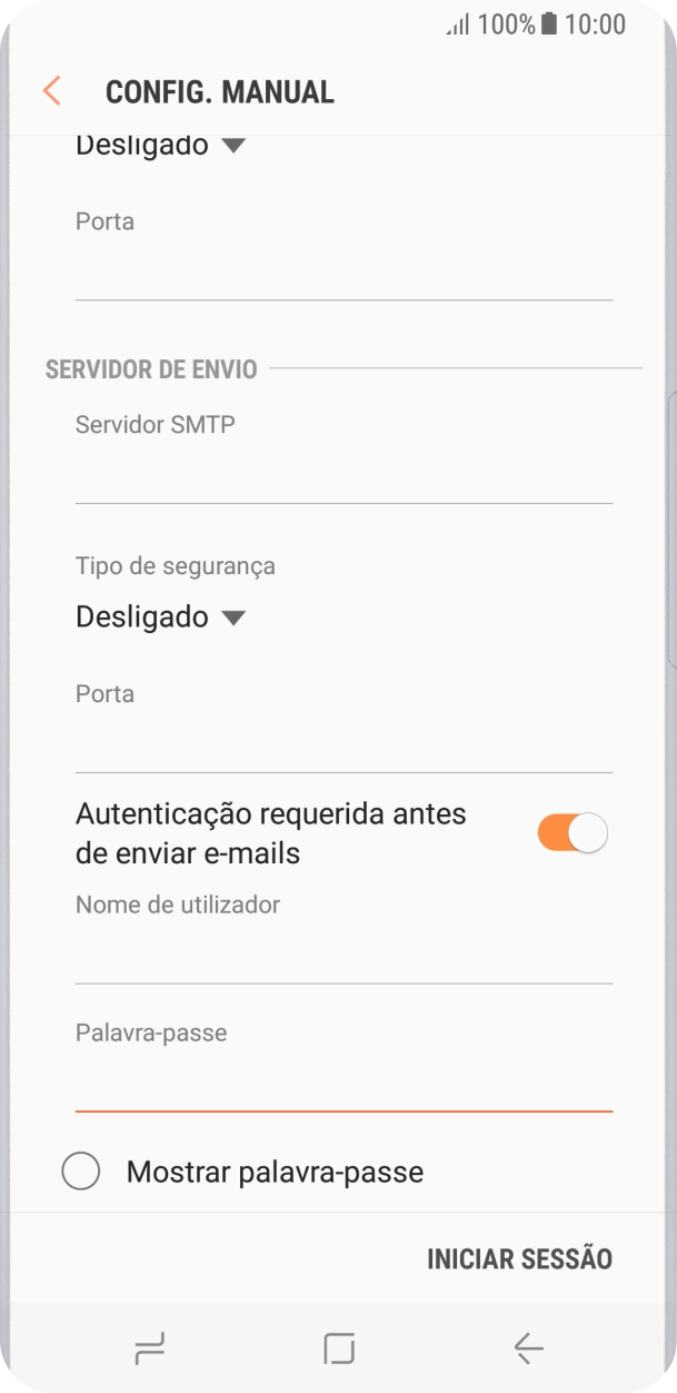 Prima INICIAR SESSÃO.