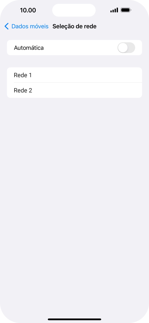 Se desativar a função, prima a rede pretendida.