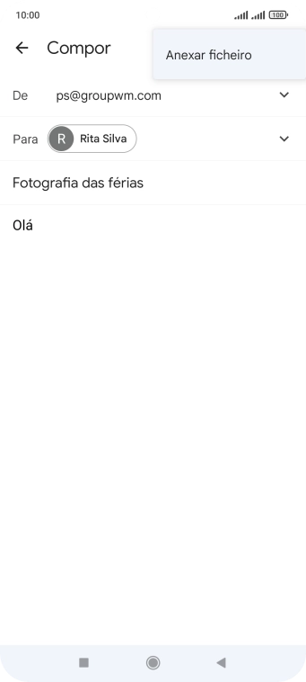 Prima Anexar ficheiro e vá até à pasta pretendida.