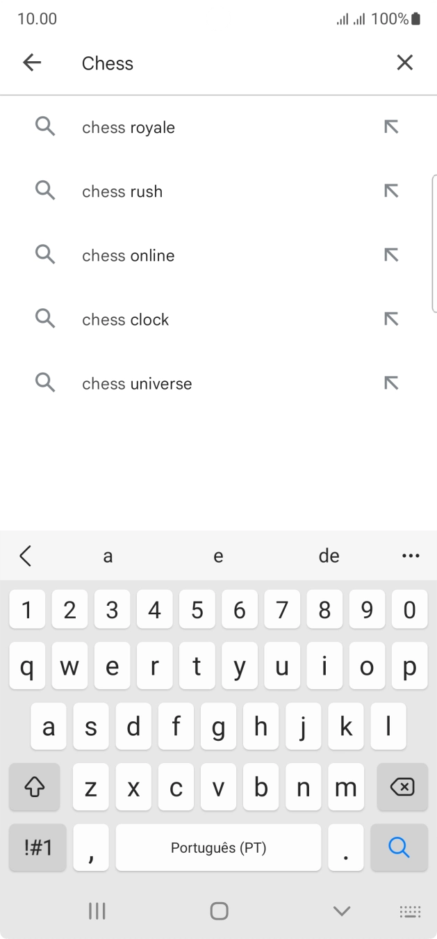 Introduza o nome ou categoria da app pretendida e prima o ícone para pesquisar.