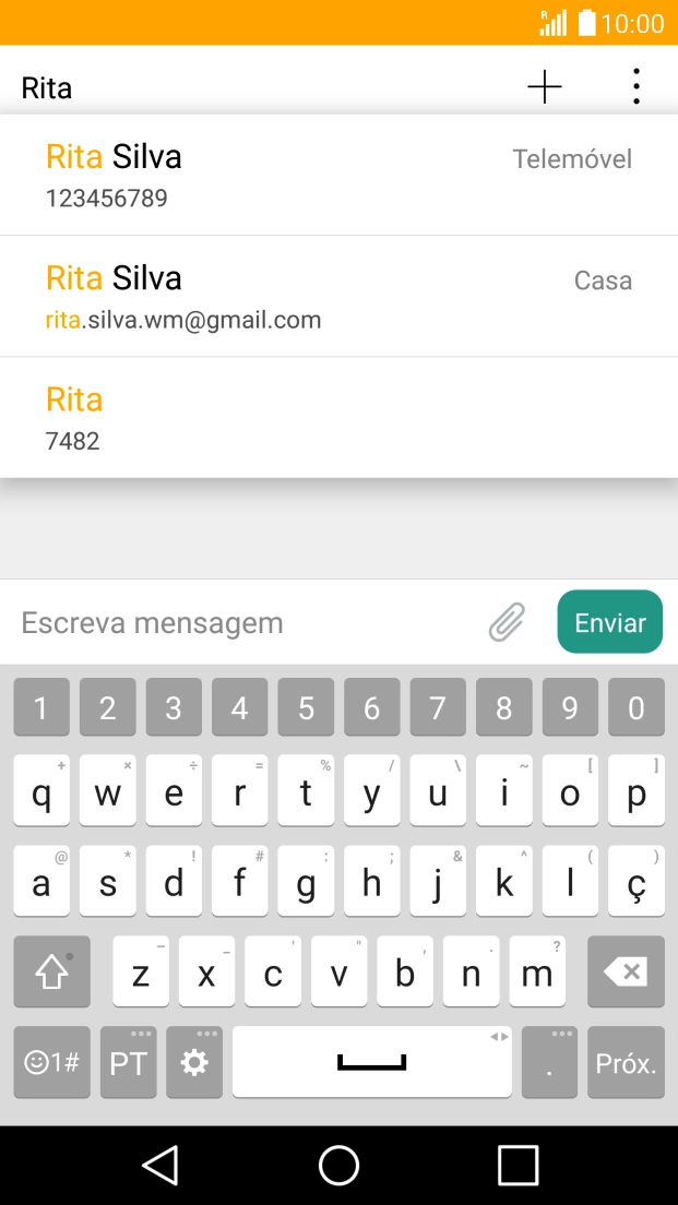 Prima o contacto pretendido.