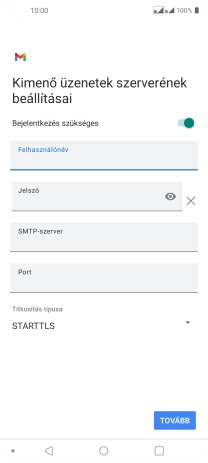 Kattints a „Jelszó” alatti mezőre, és írd be az e-mail szolgáltatód kimenő szerverének jelszavát.