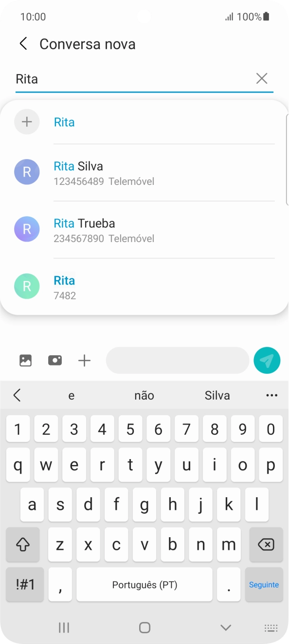 Prima o contacto pretendido.