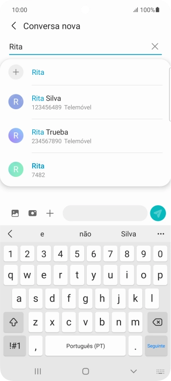 Prima o contacto pretendido.
