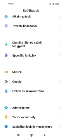 Válaszd a Fiókok és szinkronizálás lehetőséget.