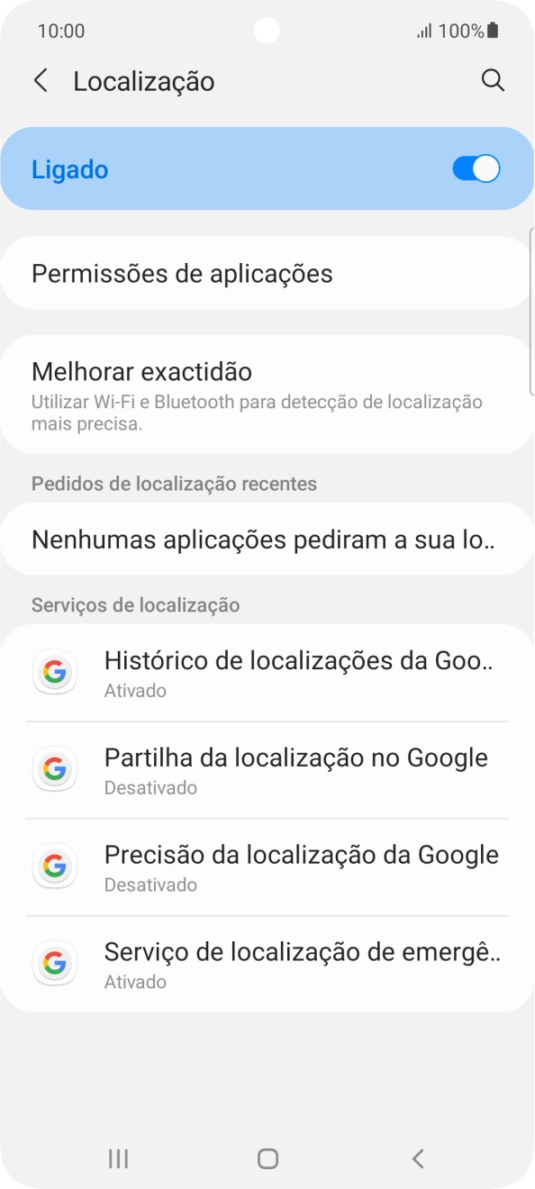 Prima Permissões de aplicações.