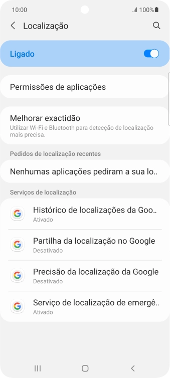 Prima Permissões de aplicações.